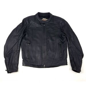 Harley Davidson Men's Black Leather Jacket RN103819 CA03402 Sz Large Perforated